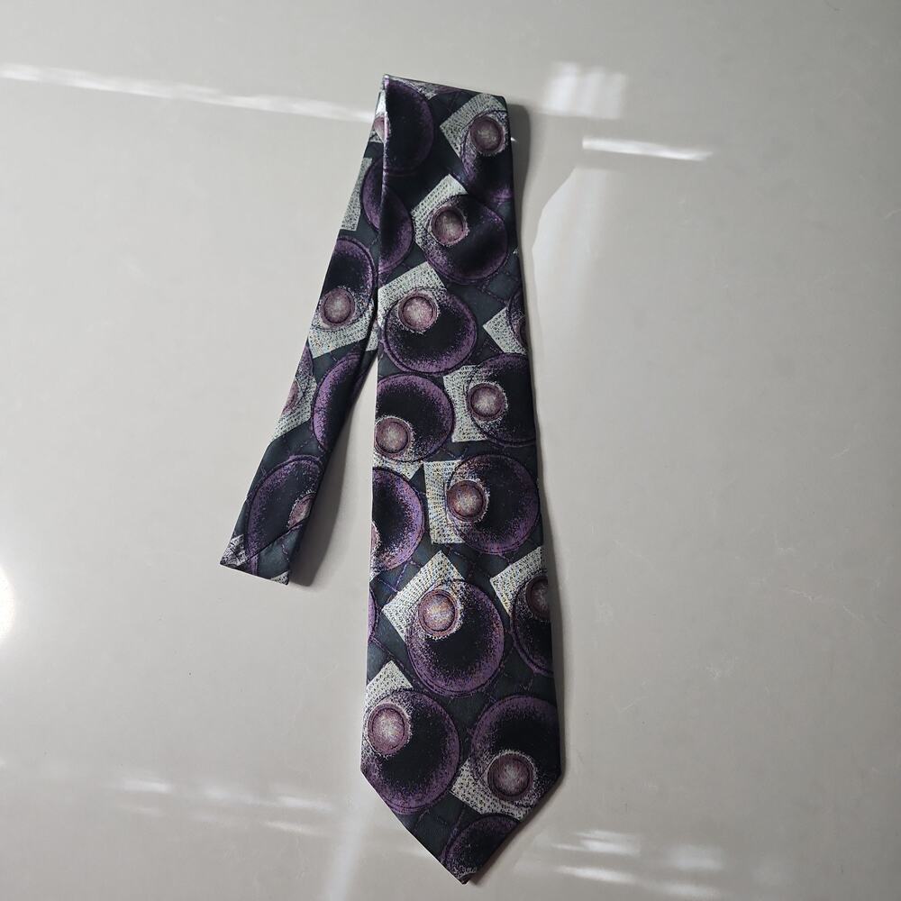 Retro PIERRE BALMAIN 100% Silk Necktie Geometric pattern